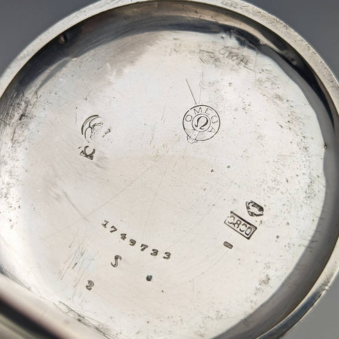 1900年頃 アンティーク オメガ 懐中時計 銀側ハンターケース 動作良好